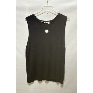 Soft‎ Surroundings Womens 2X Black Ribbed Sweater Tank Top NWT